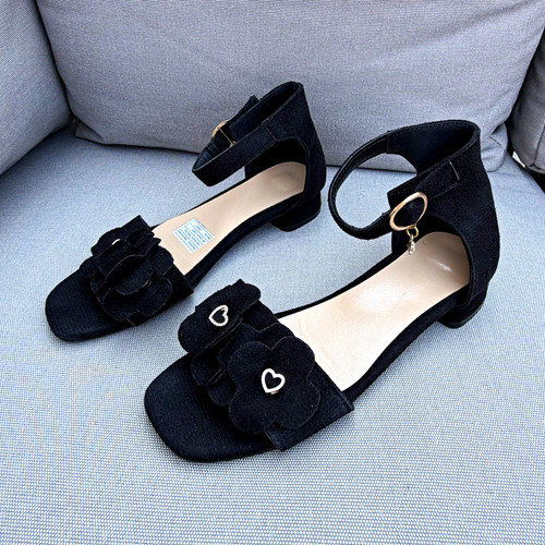 Girls black faux - faux, suede